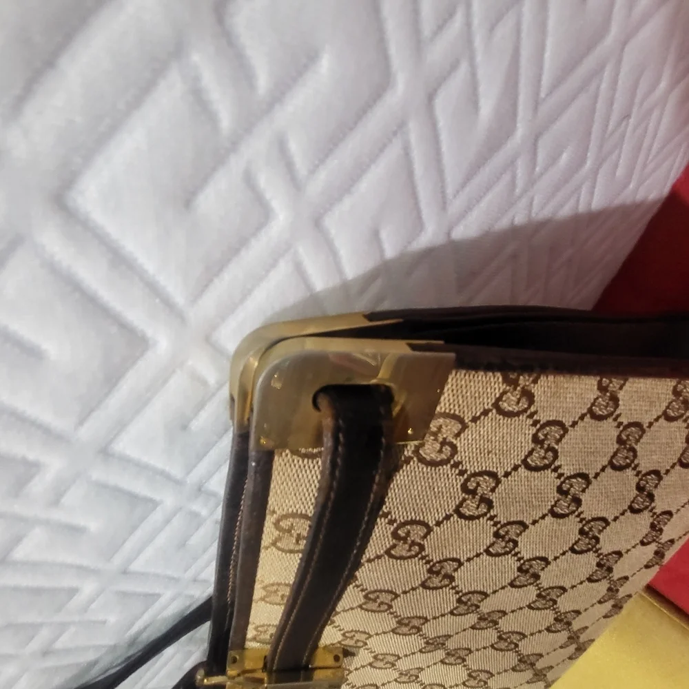 Gucci GG Canvas and Leather Weekender Handbag Vintage..